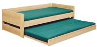Einzelbett mit Rollbett als Aufbettung 206 x 96 - 190 x 65 - 85 ( B x T x H )