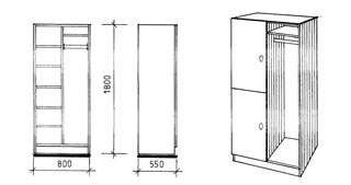 Kleiderwäscheschrank mit offener Garderobe