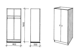 Kleiderwäscheschrank für 2 Personen