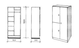 Kleiderwäscheschrank für 2 Personen
