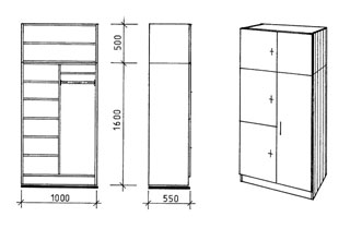 Kleiderwäscheschrank mit Aufsatz